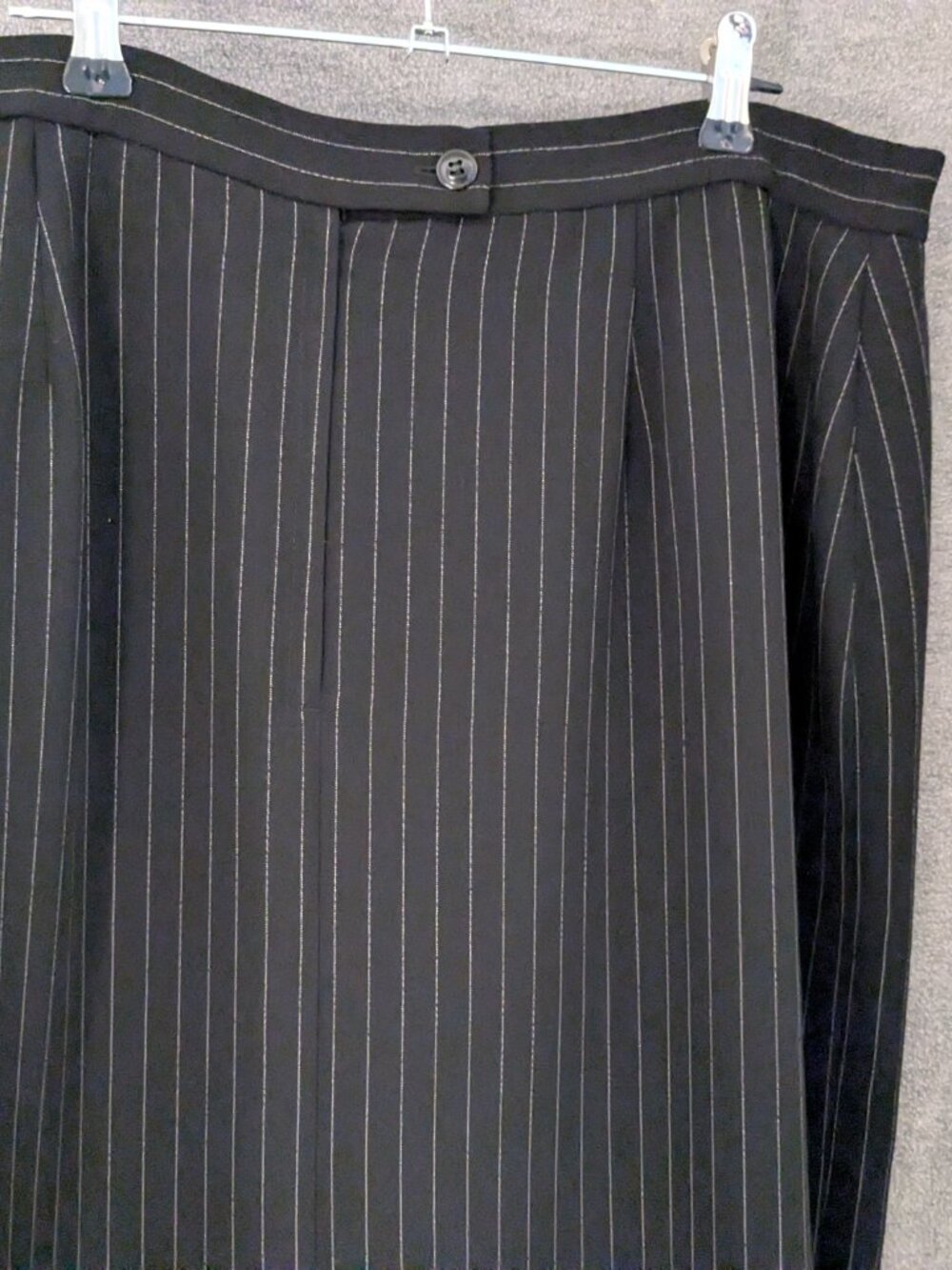 Vintage Le Suit Full Length 14W Pin Striped Black Skirt - Picture 3 of 5